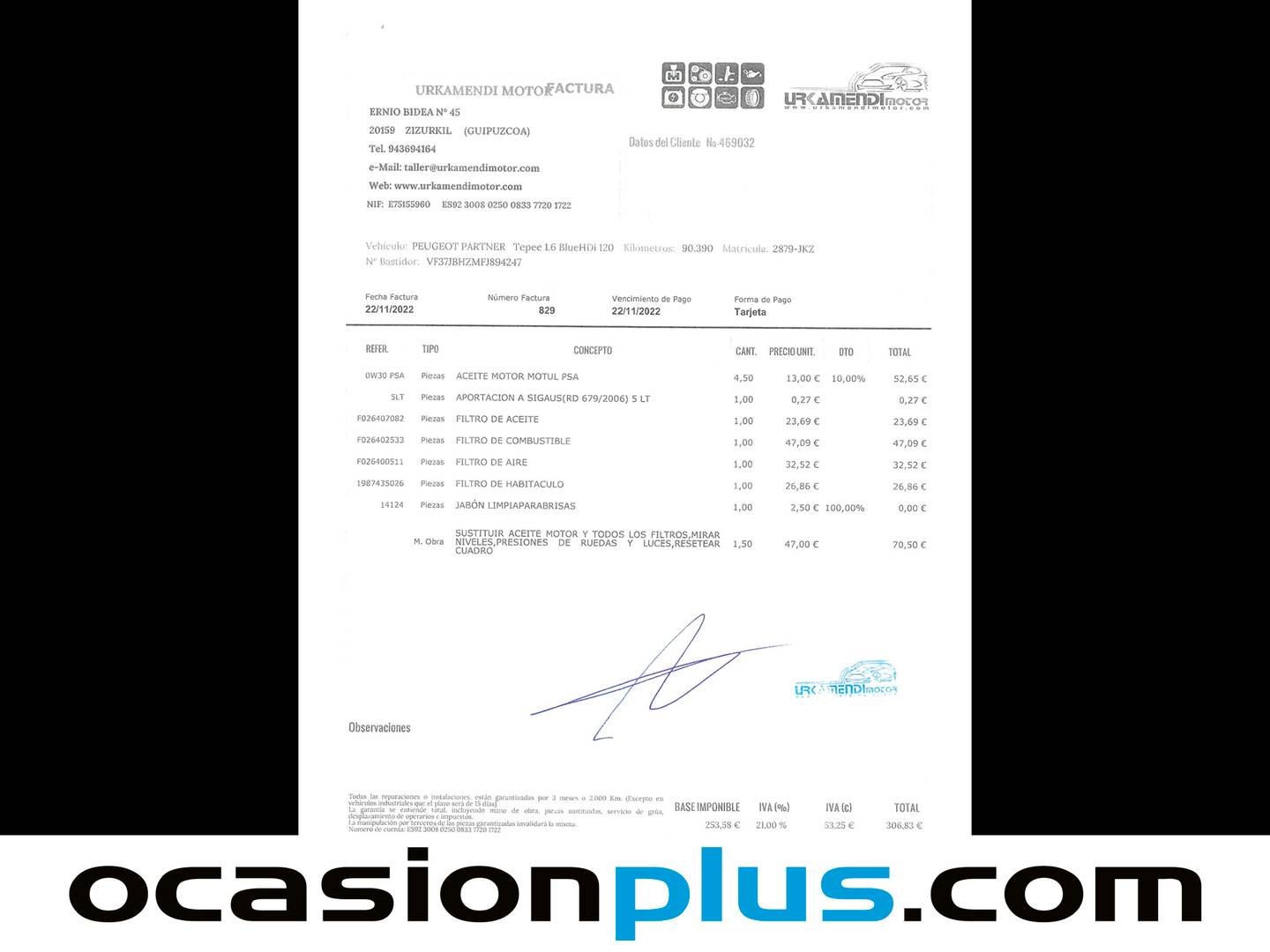 Foto del mantenimiento del Peugeot Partner Peugeot Partner Tepee Combi 1.6 BlueHDI Outdoor BlueHDi (120 CV)