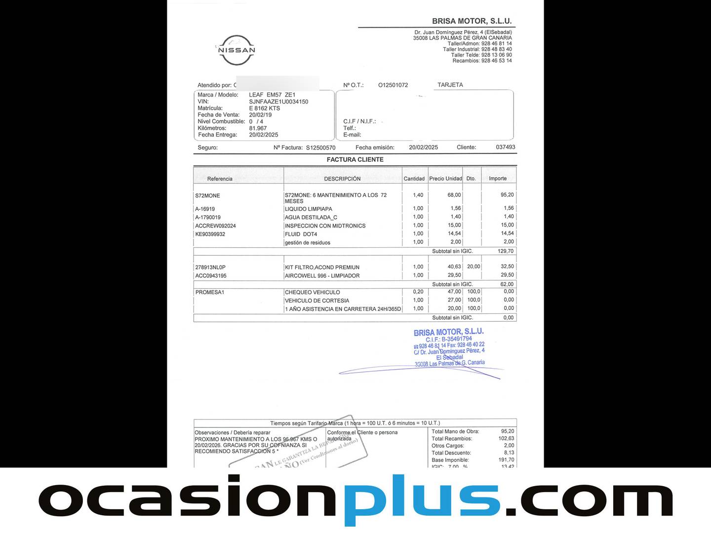 Foto del mantenimiento del Nissan LEAF Nissan Leaf 40kWh N-Connecta (150 CV)