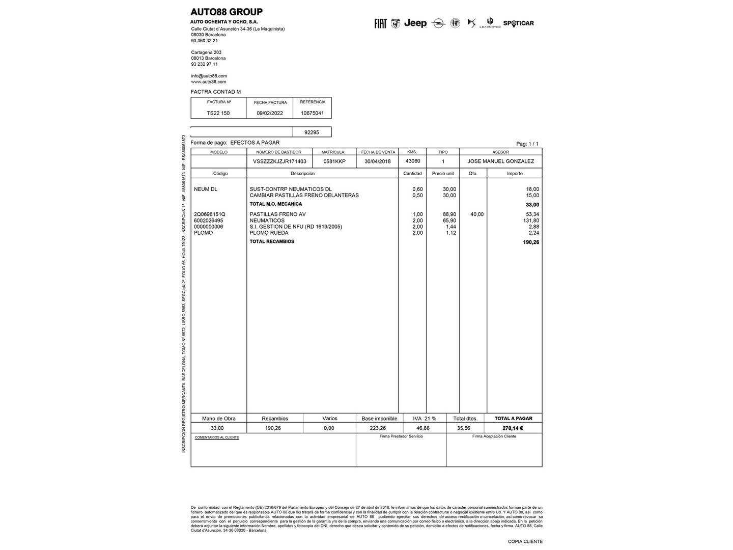 Foto del mantenimiento del Seat Ibiza Seat Ibiza 1.6 TDI CR S&S FR (115 CV)