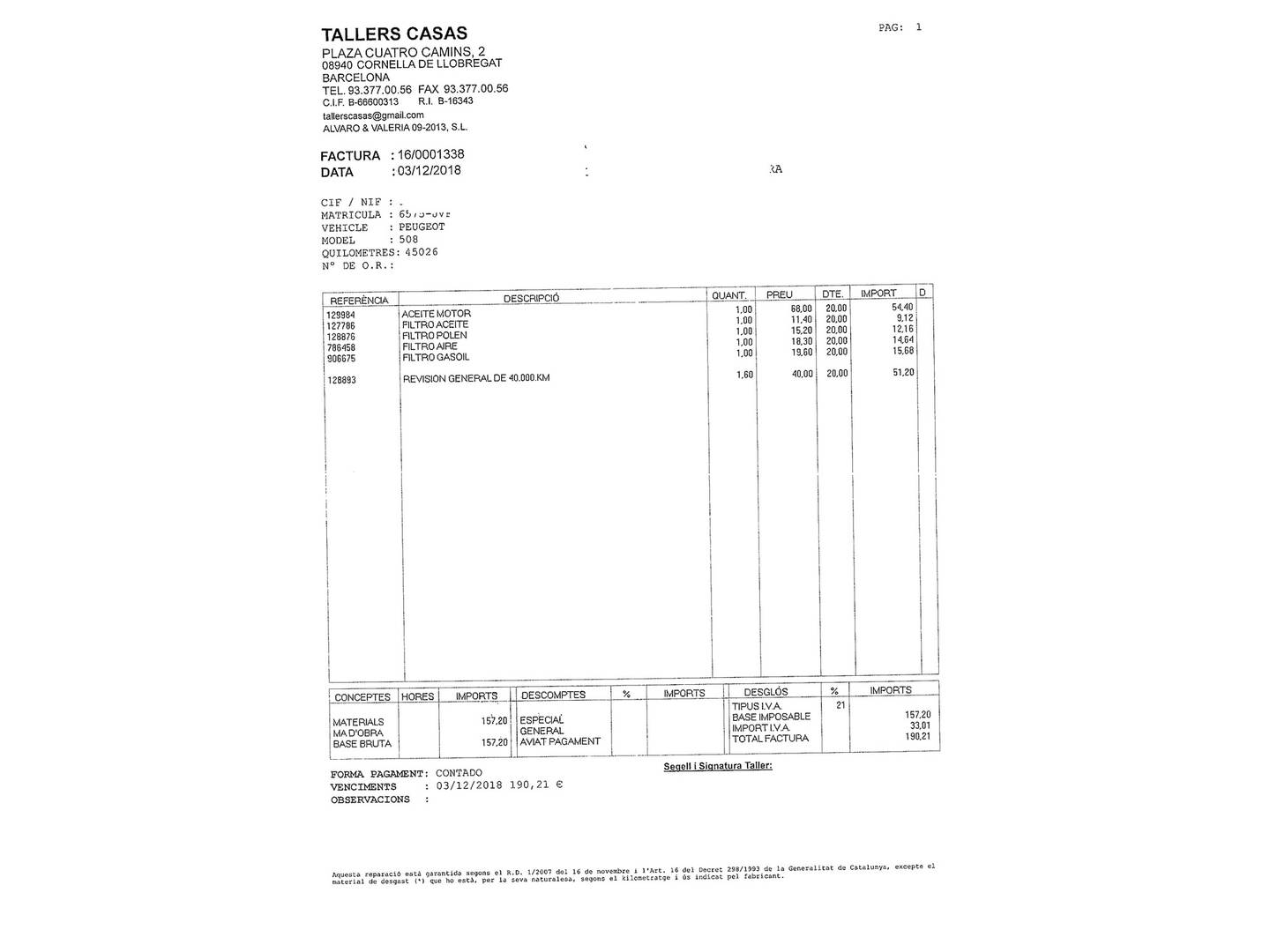 Foto del mantenimiento del Peugeot 508 Peugeot 508 Peugeot 508 2.0 HDI Active (150 CV)