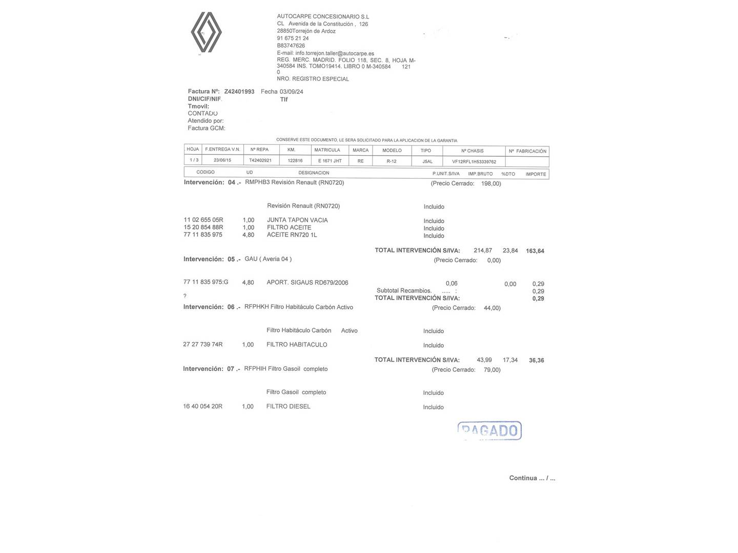 Foto del mantenimiento del Renault Captur Renault Captur Zen Energy dCi (90 CV) eco2