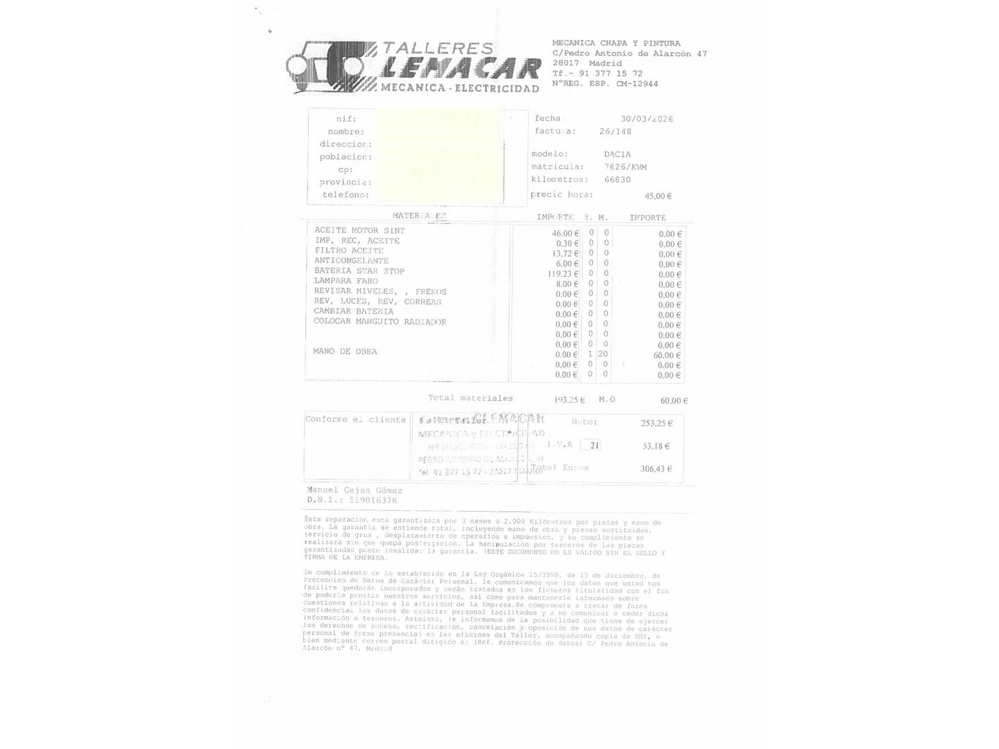 Foto del mantenimiento del Dacia Duster Dacia Duster 1.6 GLP Prestige 4X2 (115 CV)
