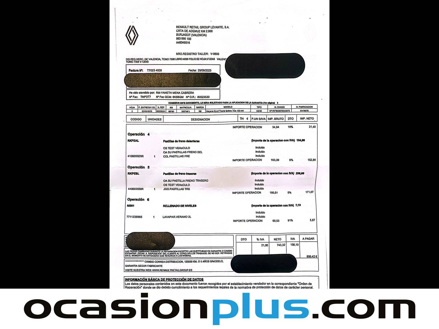 Foto del mantenimiento del Renault Mégane Renault Megane Sport Tourer Techno TCe  (140 CV) EDC GPF