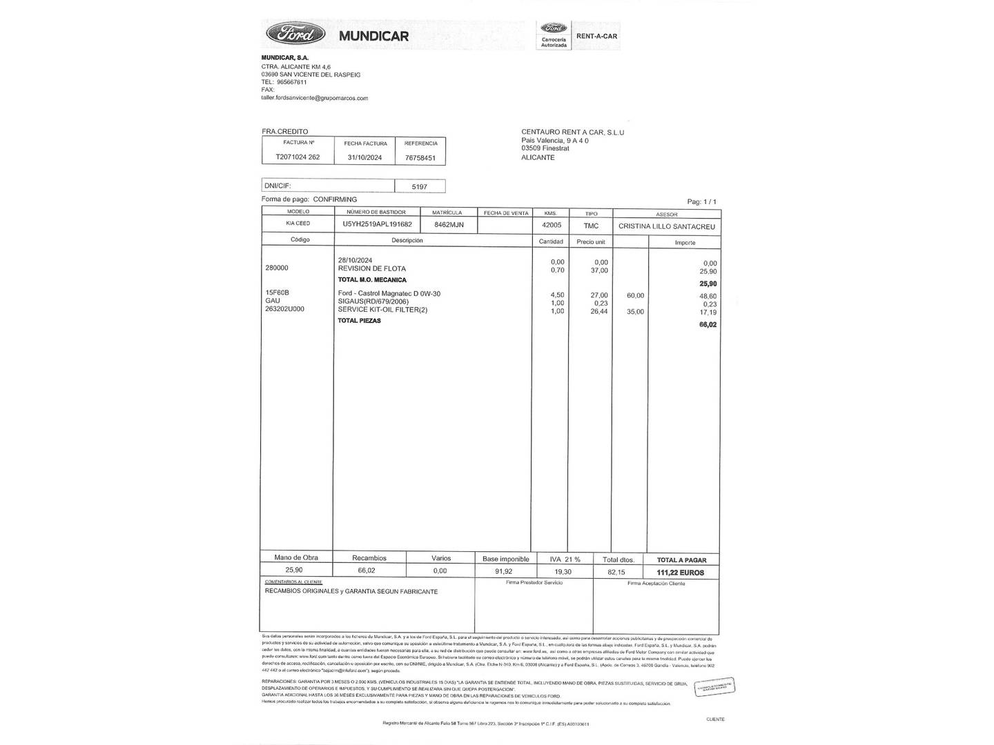 Foto del mantenimiento del KIA Ceed KIA Ceed 1.6 MHEV iMT Drive (136 CV)