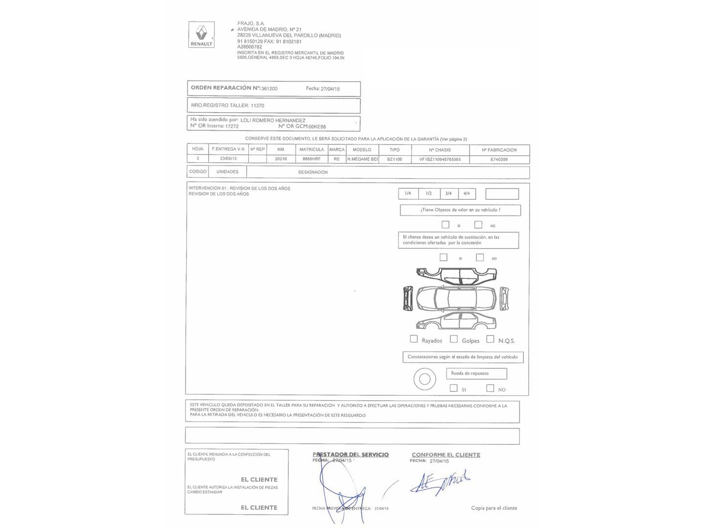 Foto del mantenimiento del Renault Mégane Renault Megane Expression Energy TCE (115 CV) S&S
