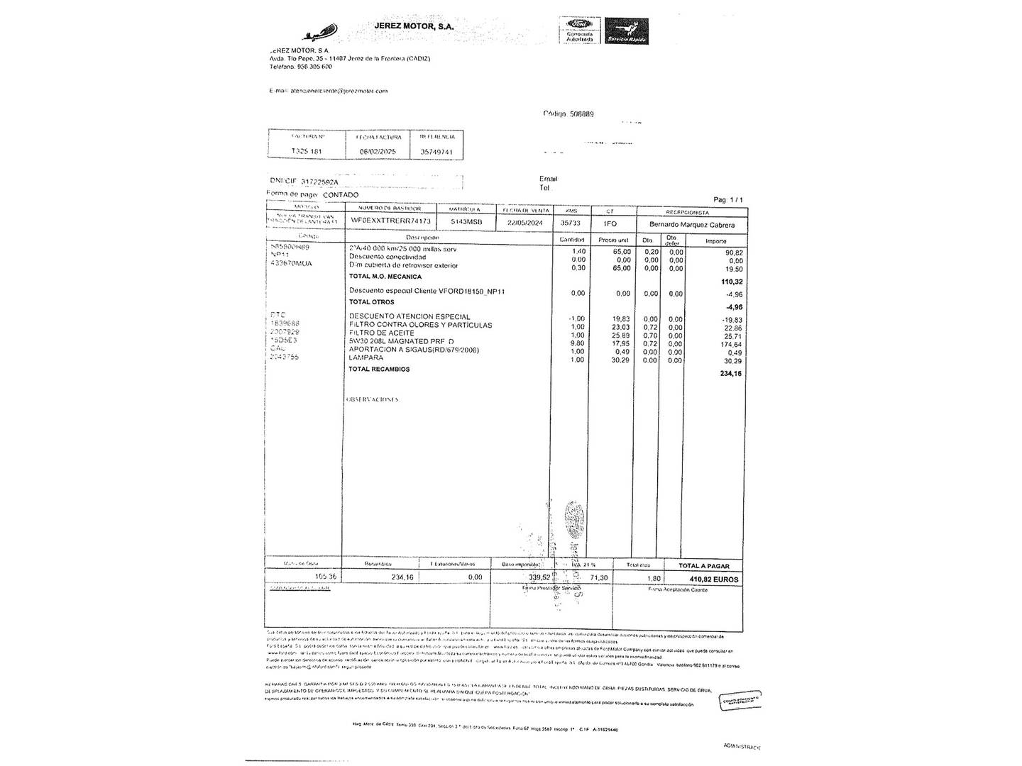 Foto del mantenimiento del Ford Transit Ford Transit 350 96kW L2H2 Van Trend FWD HD