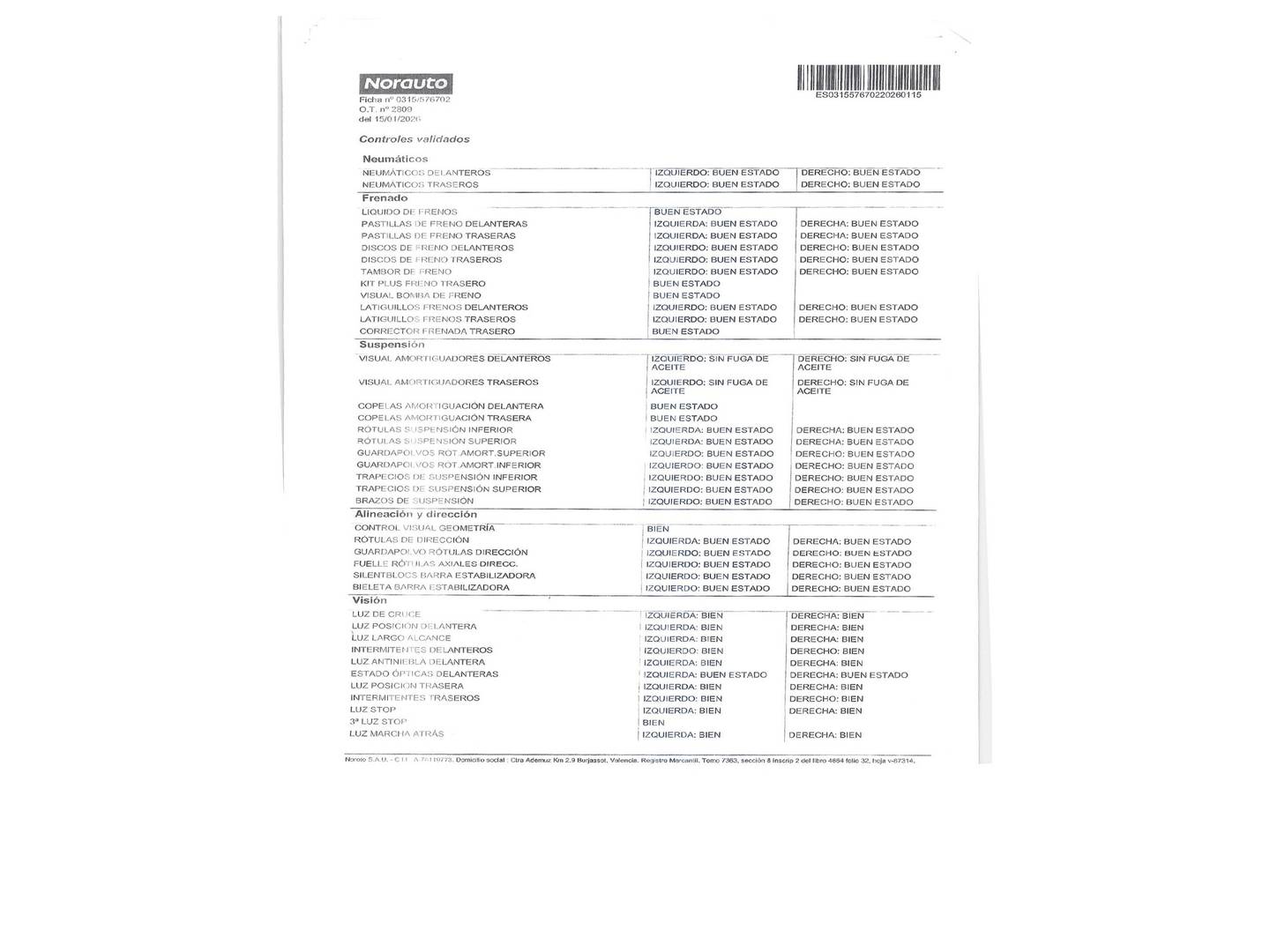 Foto del mantenimiento del Nissan JUKE Nissan Juke 1.5 dCi N-Connecta (110 CV)