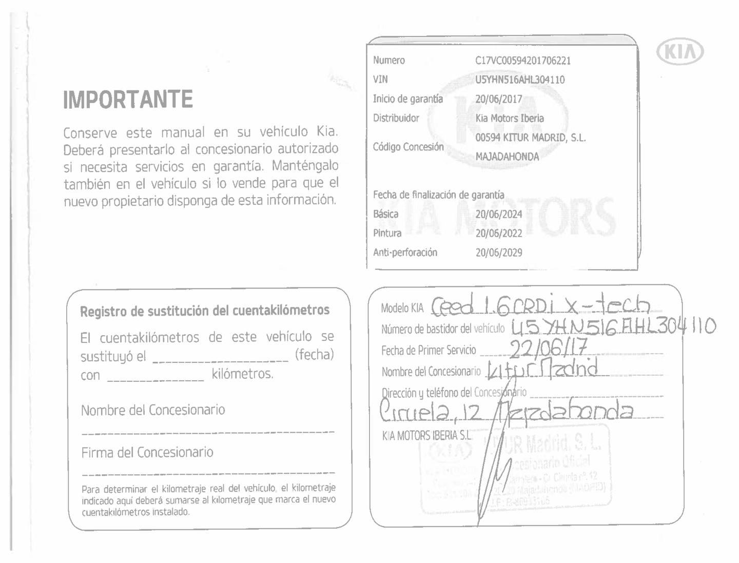 Foto del mantenimiento del KIA Ceed KIA Ceed 1.6 CRDi VGT x-Tech17 (136 CV)