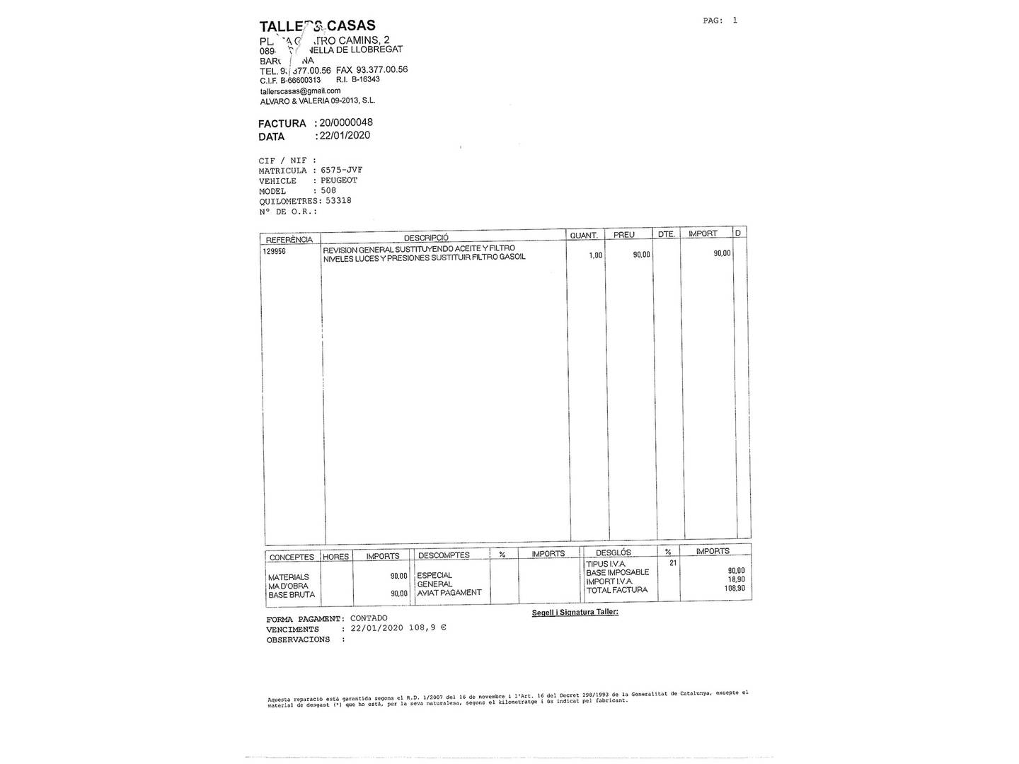 Foto del mantenimiento del Peugeot 508 Peugeot 508 Peugeot 508 2.0 HDI Active (150 CV)