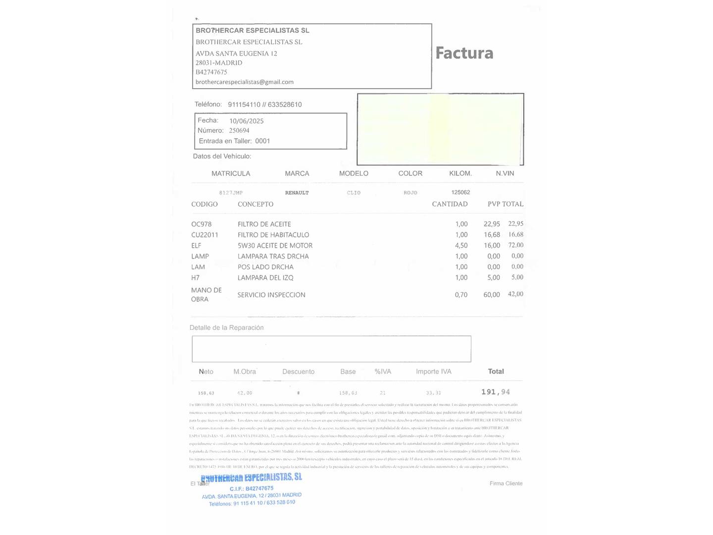 Foto del mantenimiento del Renault Clio Renault Clio Dynamique dCi (90 CV) Pack GT Line