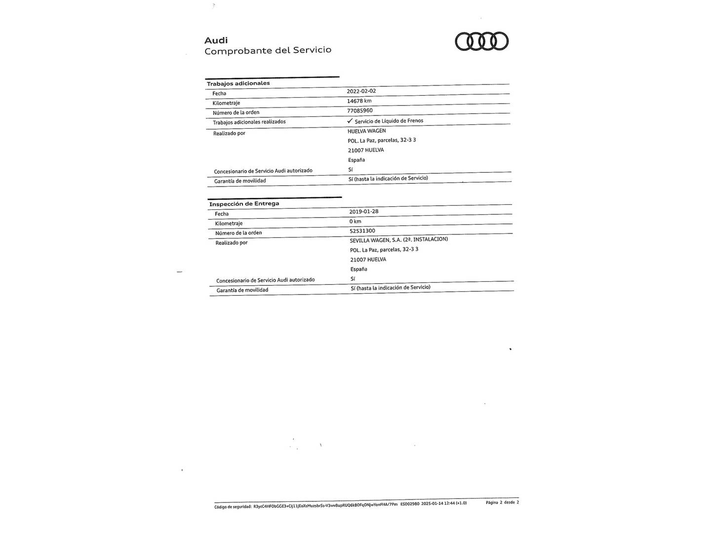 Foto del mantenimiento del Audi Q5 Audi Q5 Advanced 2.0 TDI (150 CV)