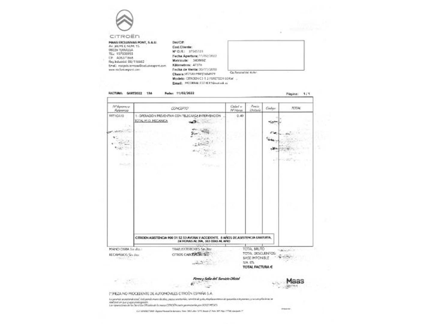 Foto del mantenimiento del Citroën C3 Citroën C3 PureTech 82 Feel (83 CV)