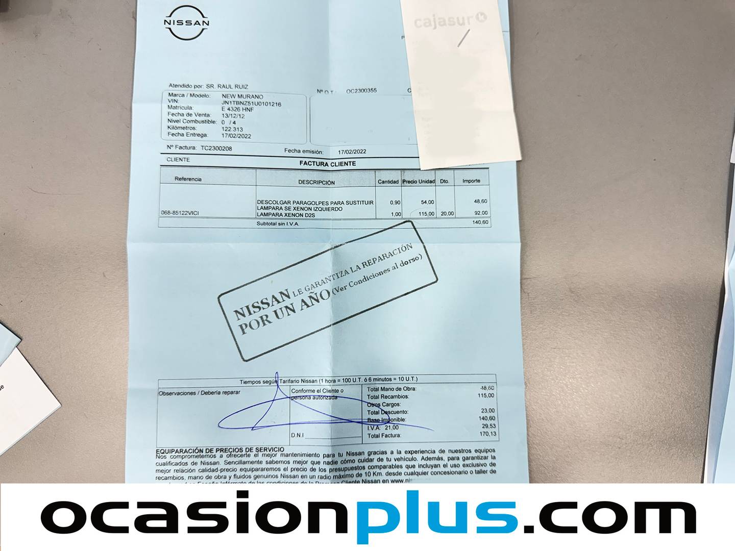 Foto del mantenimiento del Nissan Murano Nissan Murano 2.5 dCi Tekna Sport (190 CV)