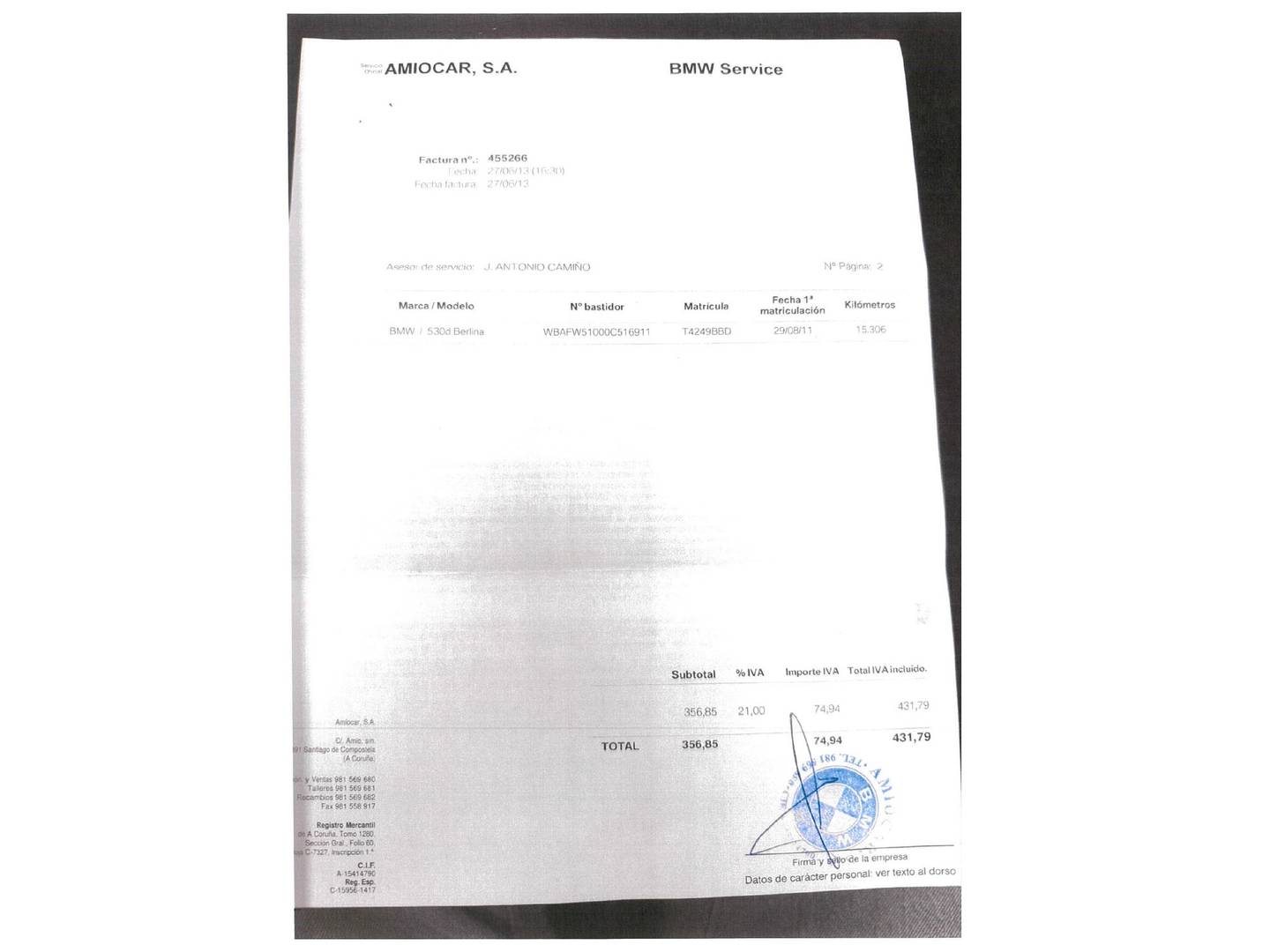 Foto del mantenimiento del BMW Serie 5 BMW Serie 5 530d  (245 CV)