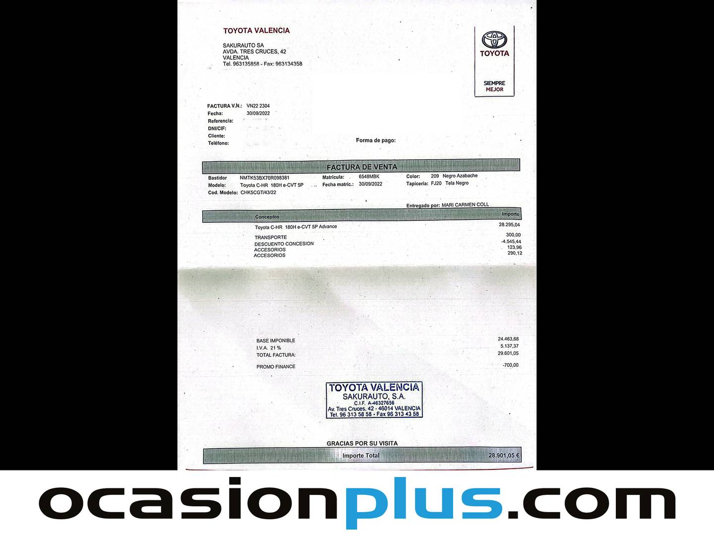 Foto del mantenimiento del Toyota C-HR Toyota C-HR 180H Advance (184 CV)