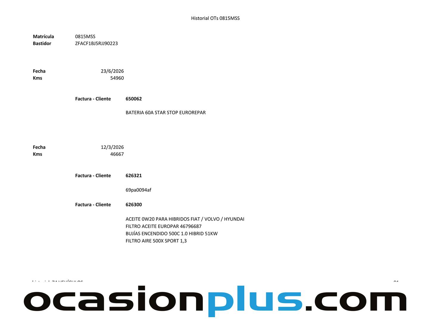 Foto del mantenimiento del Fiat 500 Fiat 500 1.0 Hybrid Dolcevita (70 CV)