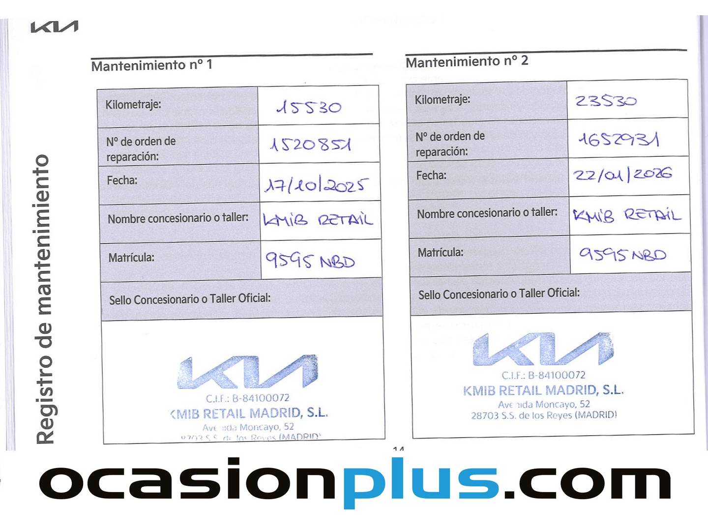 Foto del mantenimiento del KIA XCeed KIA XCeed 1.0 T-GDi Drive (100 CV)