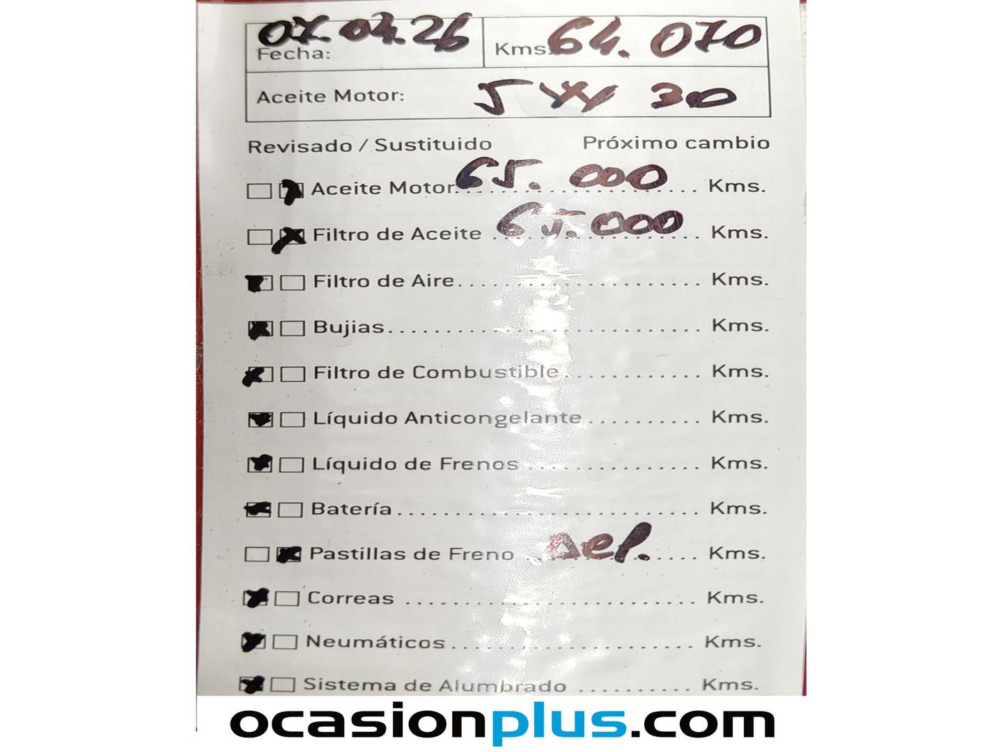 Foto del mantenimiento del Mini MINI Mini MINI Cooper 5 Puertas One D  (95 CV)