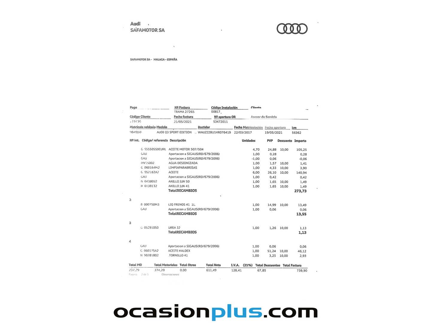 Foto del mantenimiento del Audi Q3 Audi Q3 sport edition 2.0 TDI quattro (184 CV) S tronic