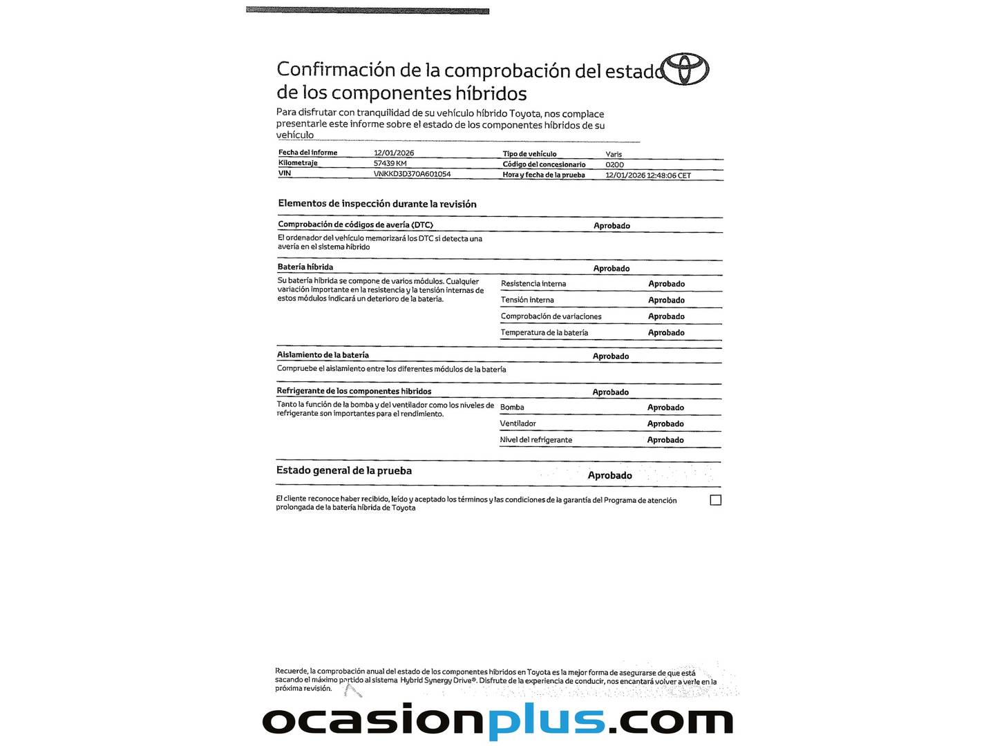Foto del mantenimiento del Toyota Yaris Toyota Yaris 100H Feel (100 CV)