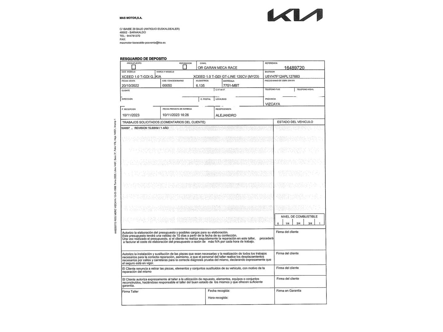 Foto del mantenimiento del KIA XCeed KIA XCeed 1.0 T-GDi GT-line (120 CV)