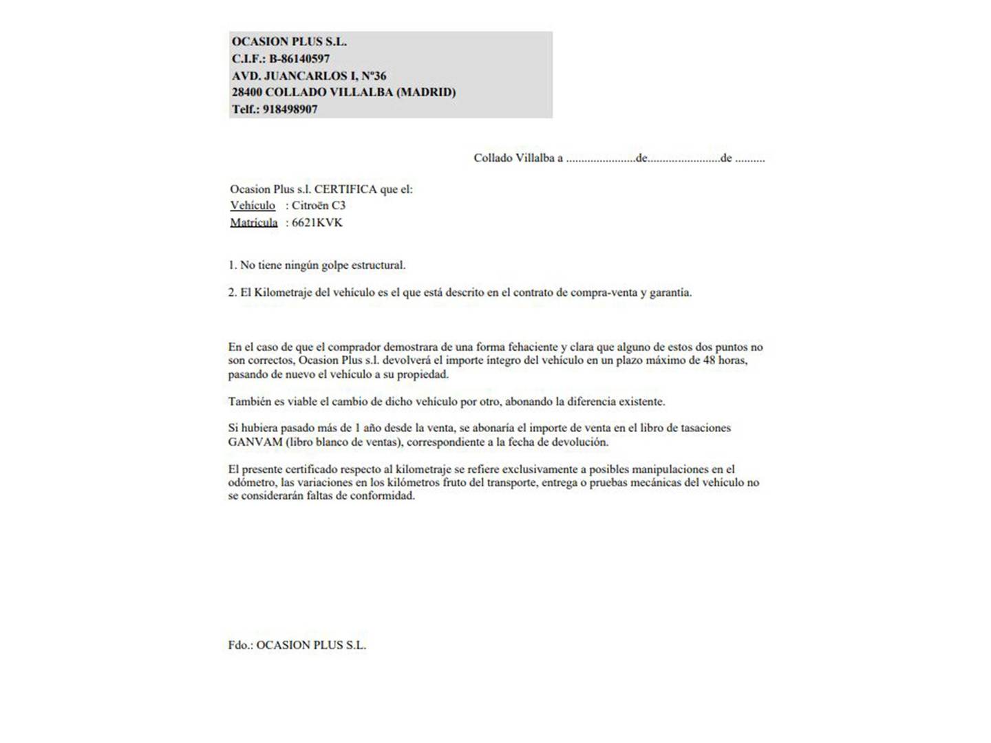 Foto del certificado del Citroën C3 Citroën C3 PureTech 82 Feel (83 CV)