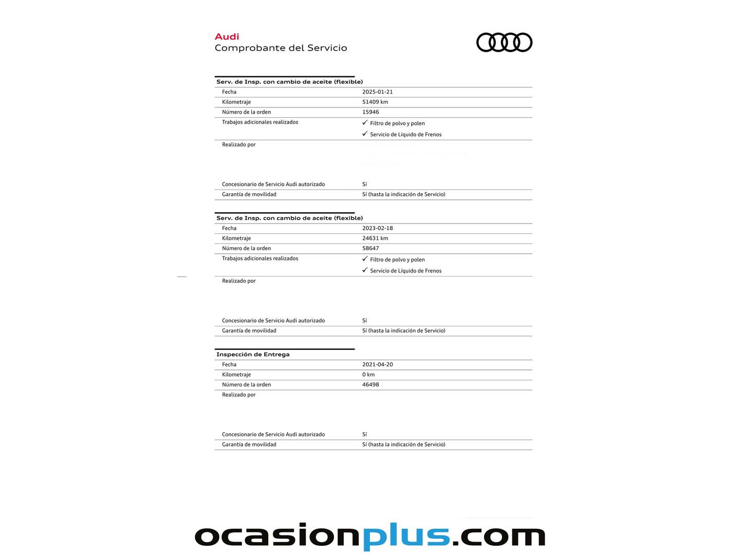Foto del mantenimiento del Audi Q2 Audi Q2 Advanced 30 TFSI (110 CV)
