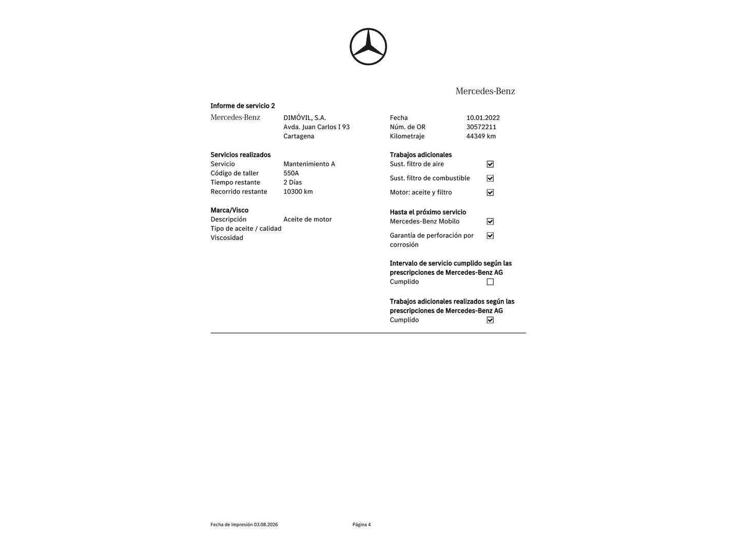Foto del mantenimiento del Mercedes Clase C Mercedes Clase C 220 d (194 CV) Pack AMG