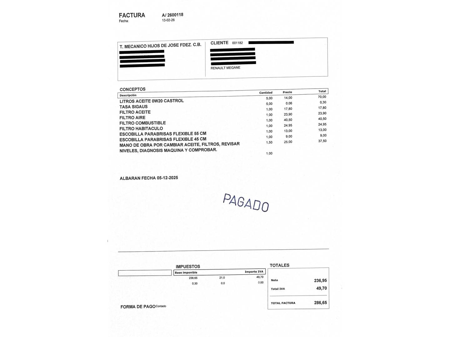 Foto del mantenimiento del Renault Mégane Renault Megane Zen Blue dCi (115 CV)