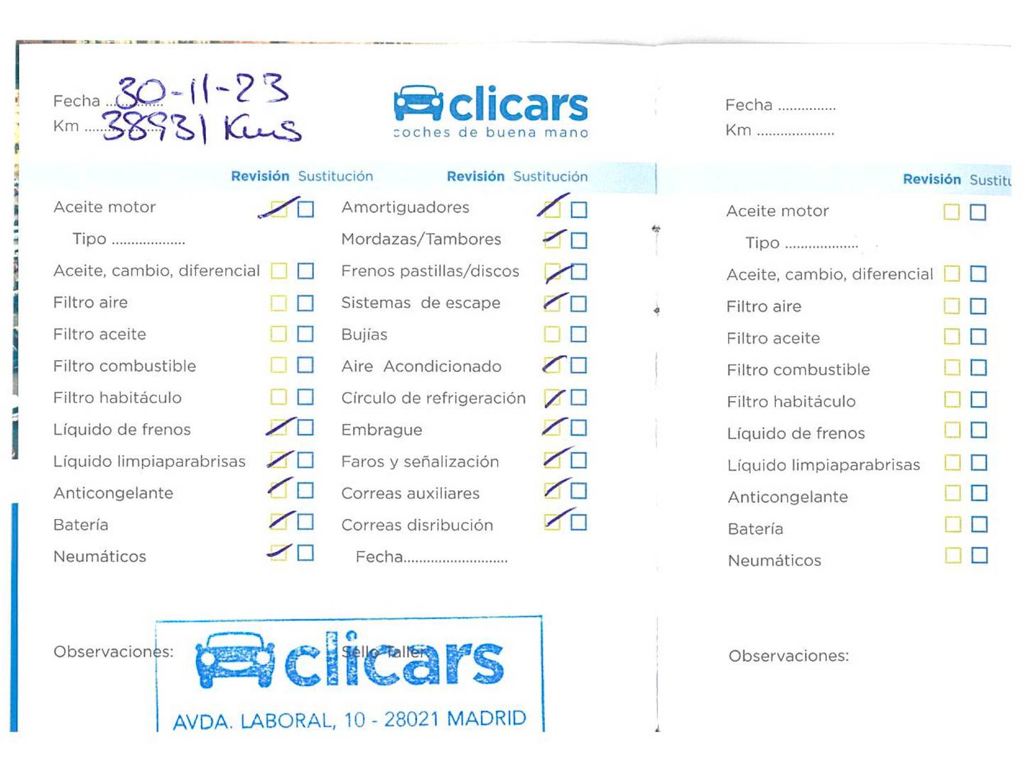 Foto del mantenimiento del Peugeot 208 Peugeot 208 PureTech Signature (82 CV)