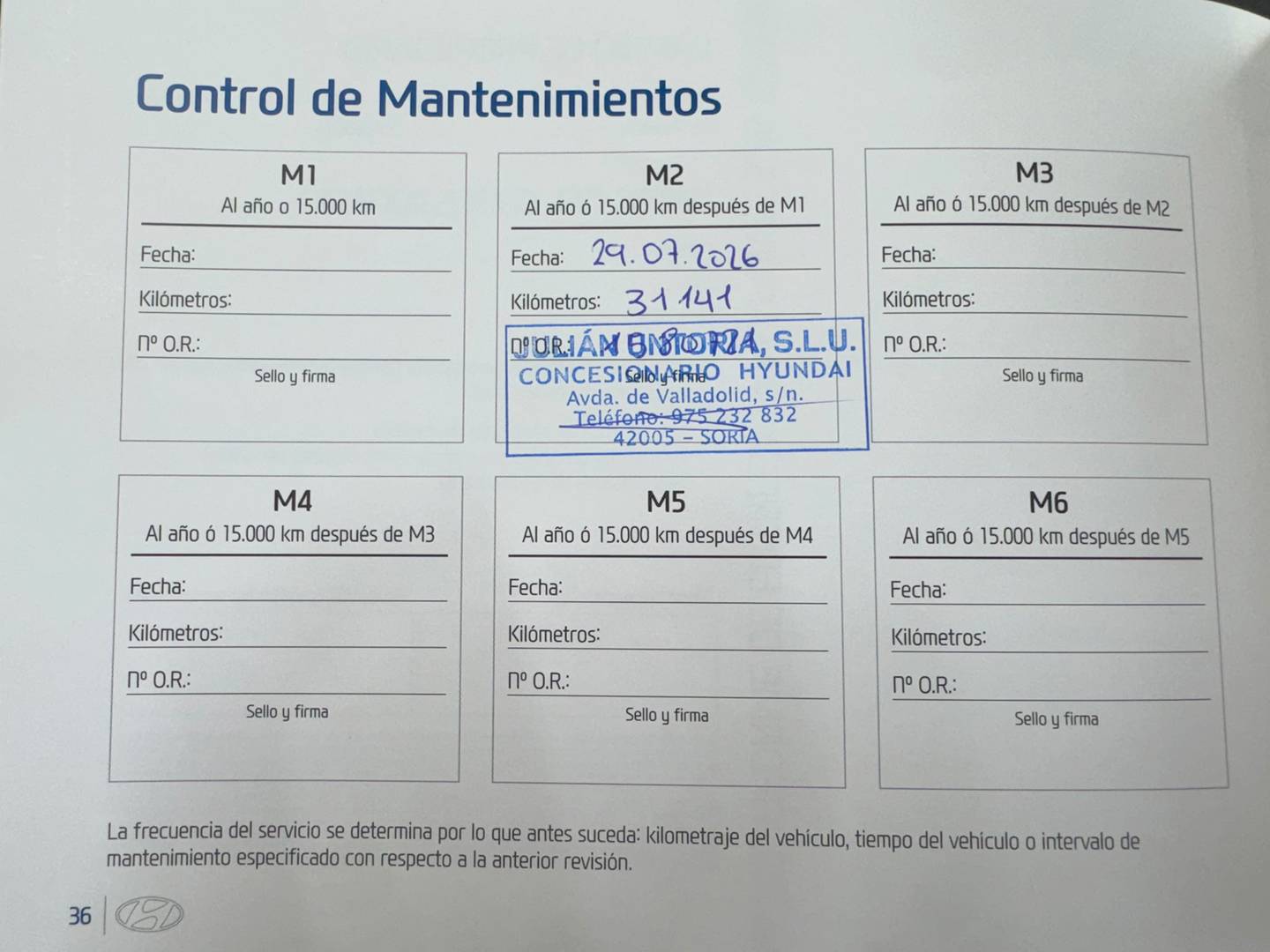 Foto del mantenimiento del Hyundai i30 Hyundai i30 Fastback 1.0 TGDI 48V Klass (100 CV)