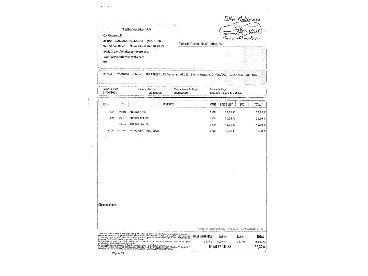 Foto del mantenimiento del Seat Ibiza Seat Ibiza 1.4 TDI Style Connect (90 CV)