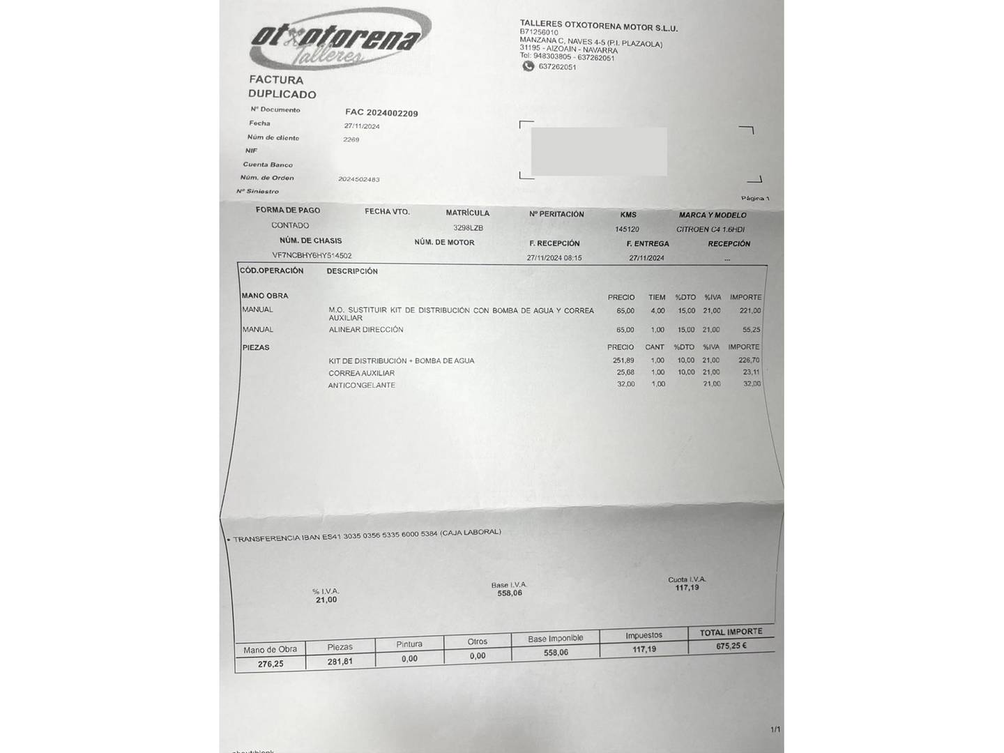 Foto del mantenimiento del Citroën C4 Citroën C4 BlueHDi 100 Live (100 CV)
