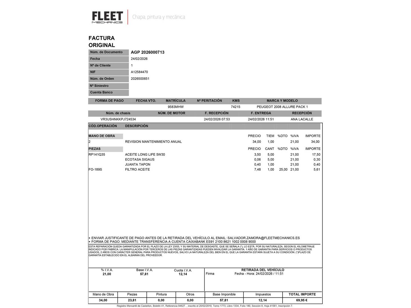 Foto del mantenimiento del Peugeot 2008 Peugeot 2008 PureTech 100 S&S Allure Pack (100 CV)