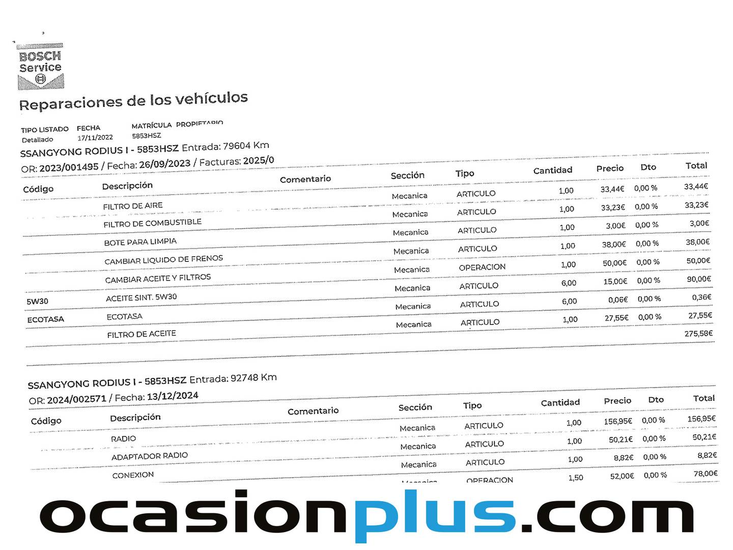 Foto del mantenimiento del SsangYong Rodius SsangYong Rodius 2.0 e-Xdi Premium 7 Plazas (155 CV)