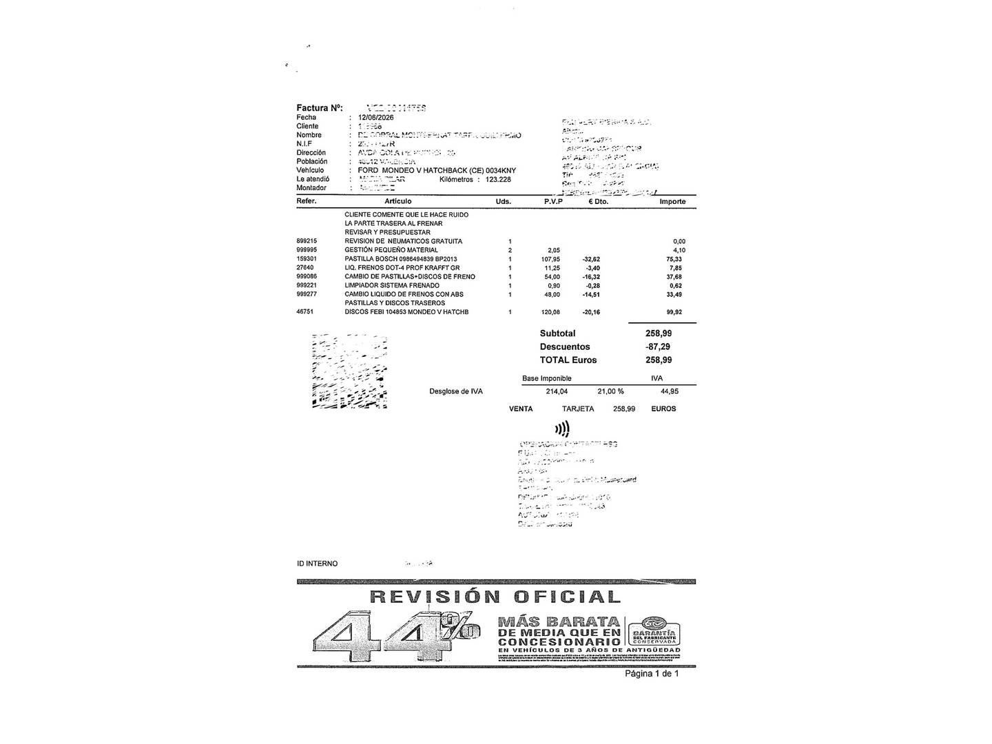 Foto del certificado del Ford Mondeo Ford Mondeo 2.0 TDCI Trend (150 CV)