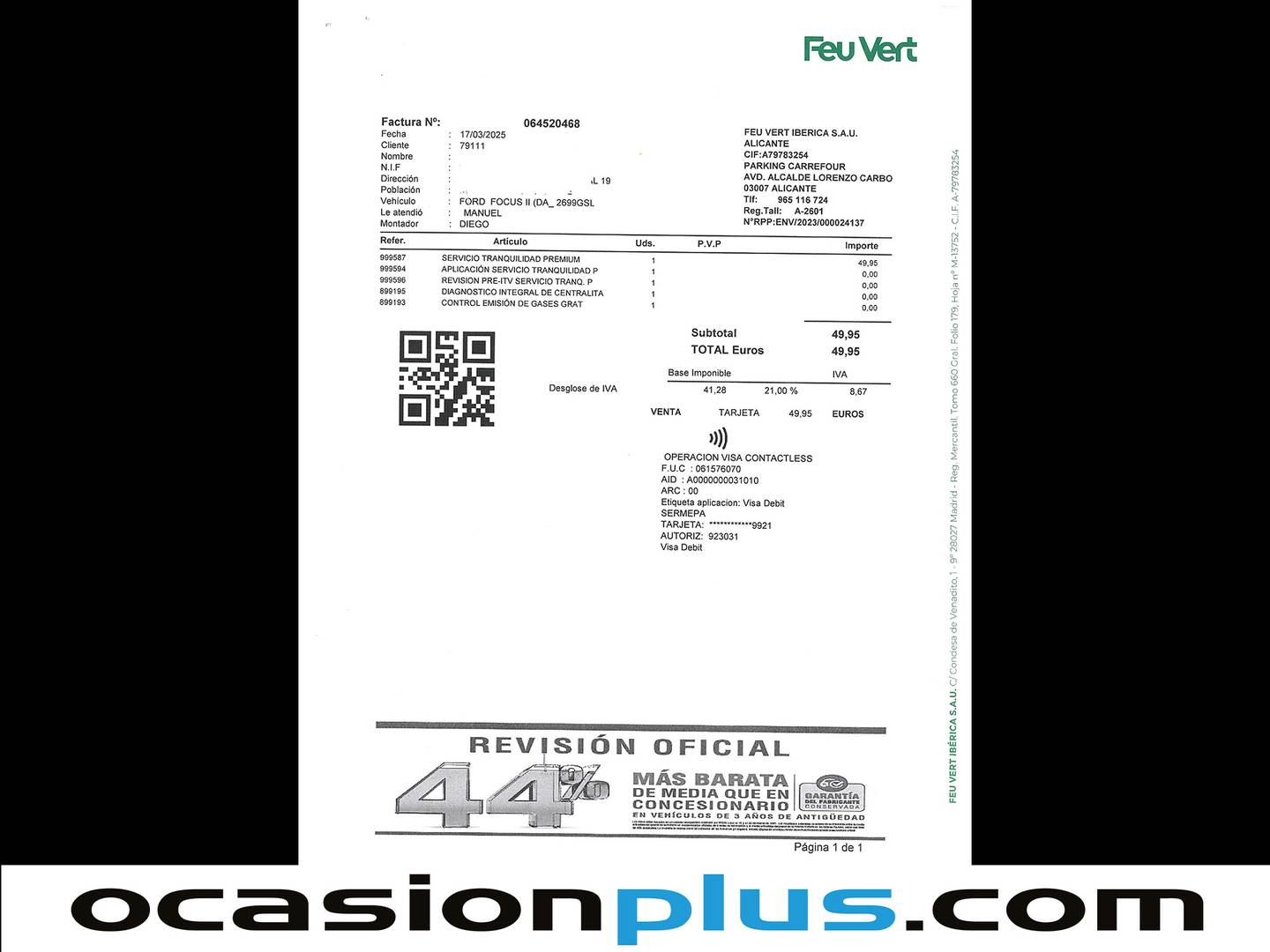 Foto del mantenimiento del Ford Focus Ford Focus 1.6 TDCI Trend (90 CV)