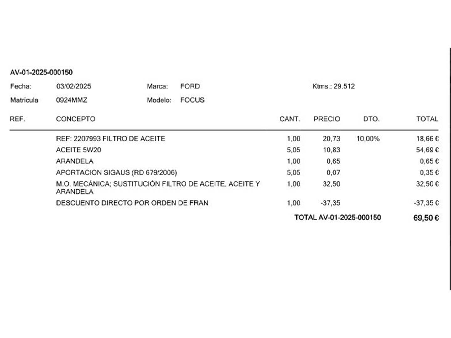 Foto del mantenimiento del Ford Focus Ford Focus 1.0 Ecoboost MHEV Active Auto (155 CV)