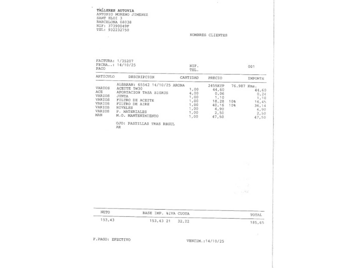 Foto del mantenimiento del Seat Arona Seat Arona 1.0 TSI Ecomotive S&S Xcellence Edition DSG (115 CV)