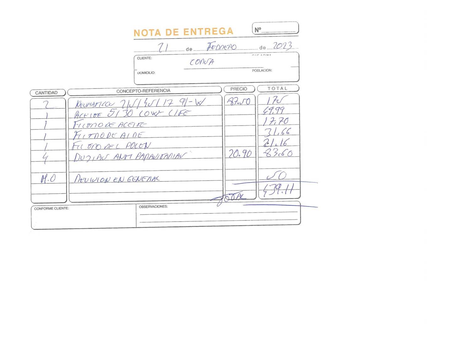 Foto del mantenimiento del Opel Corsa Opel Corsa 1.4 Design Line (90 CV)