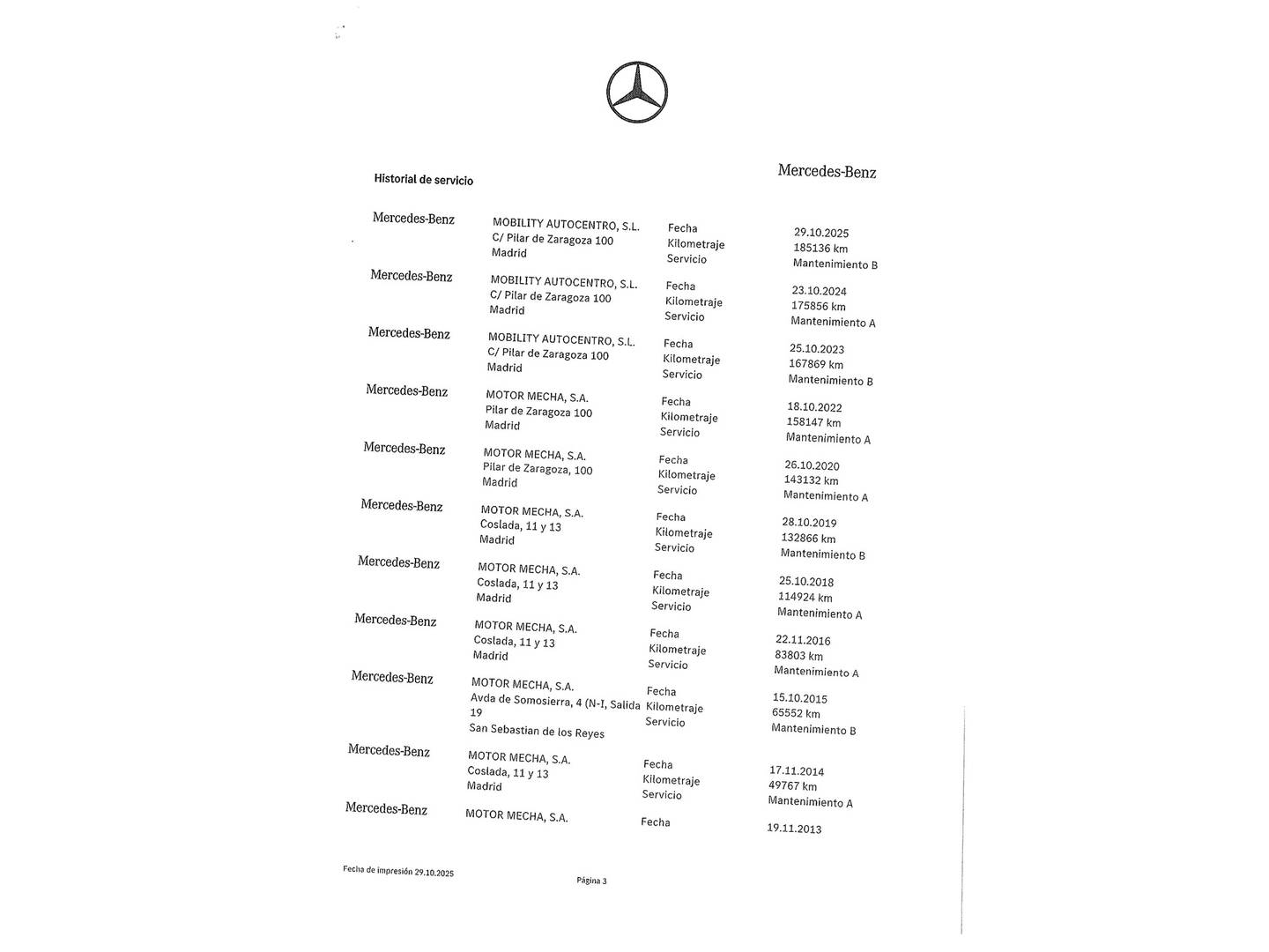Foto del mantenimiento del Mercedes Clase A Mercedes Clase A 160 Blue Efficiency Exclusive Edition (95 CV)