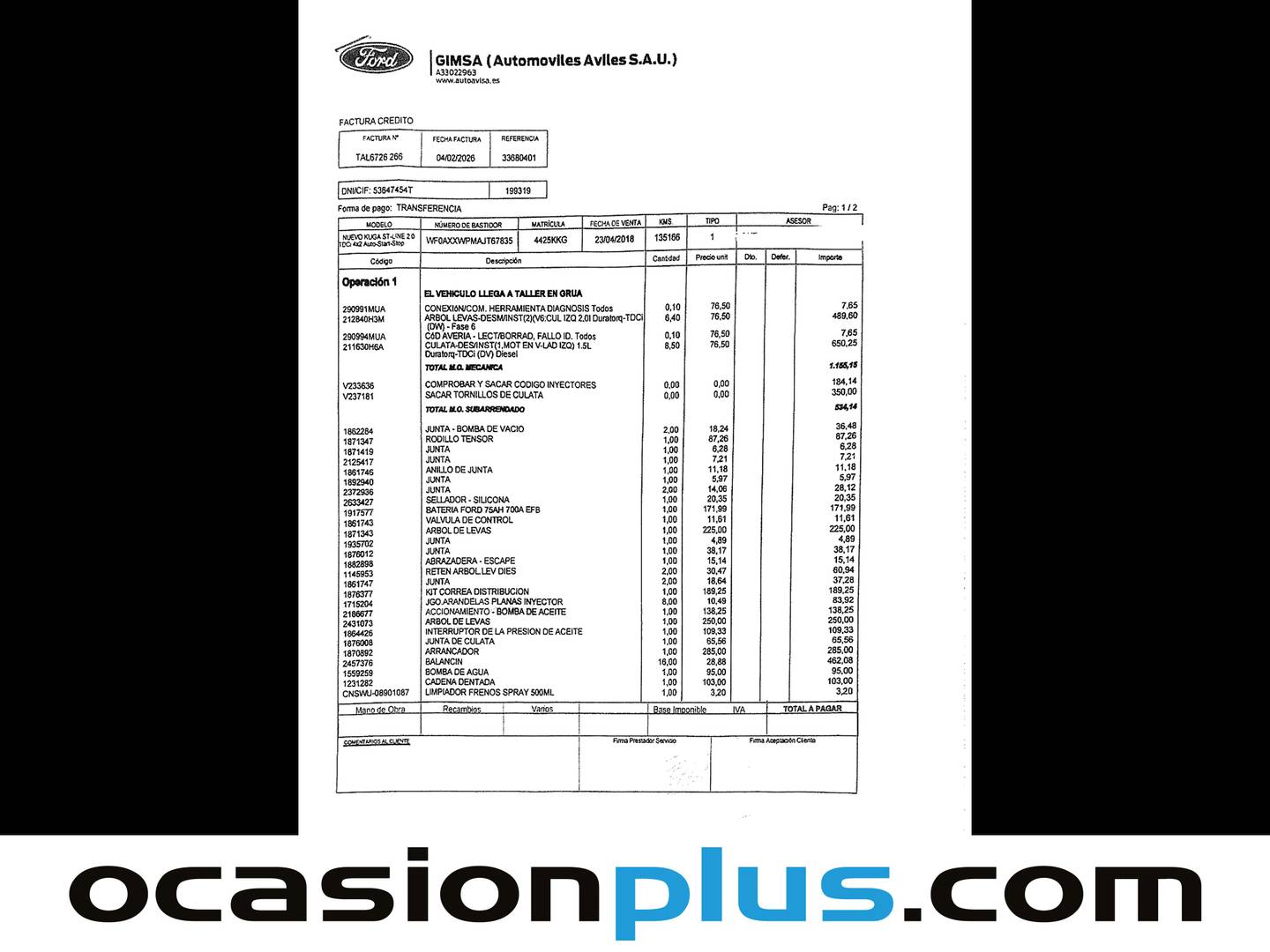Foto del mantenimiento del Ford Kuga Ford Kuga 2.0 TDCI ST-Line 4x2 (150 CV)