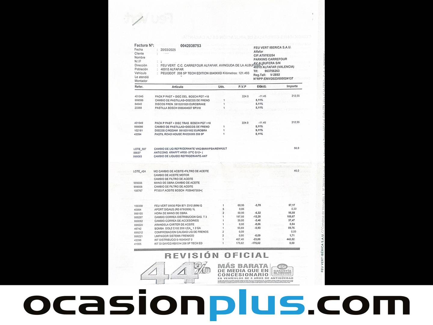 Foto del mantenimiento del Peugeot 208 Peugeot 208 PureTech 110 S&S Tech Edition (110 CV)