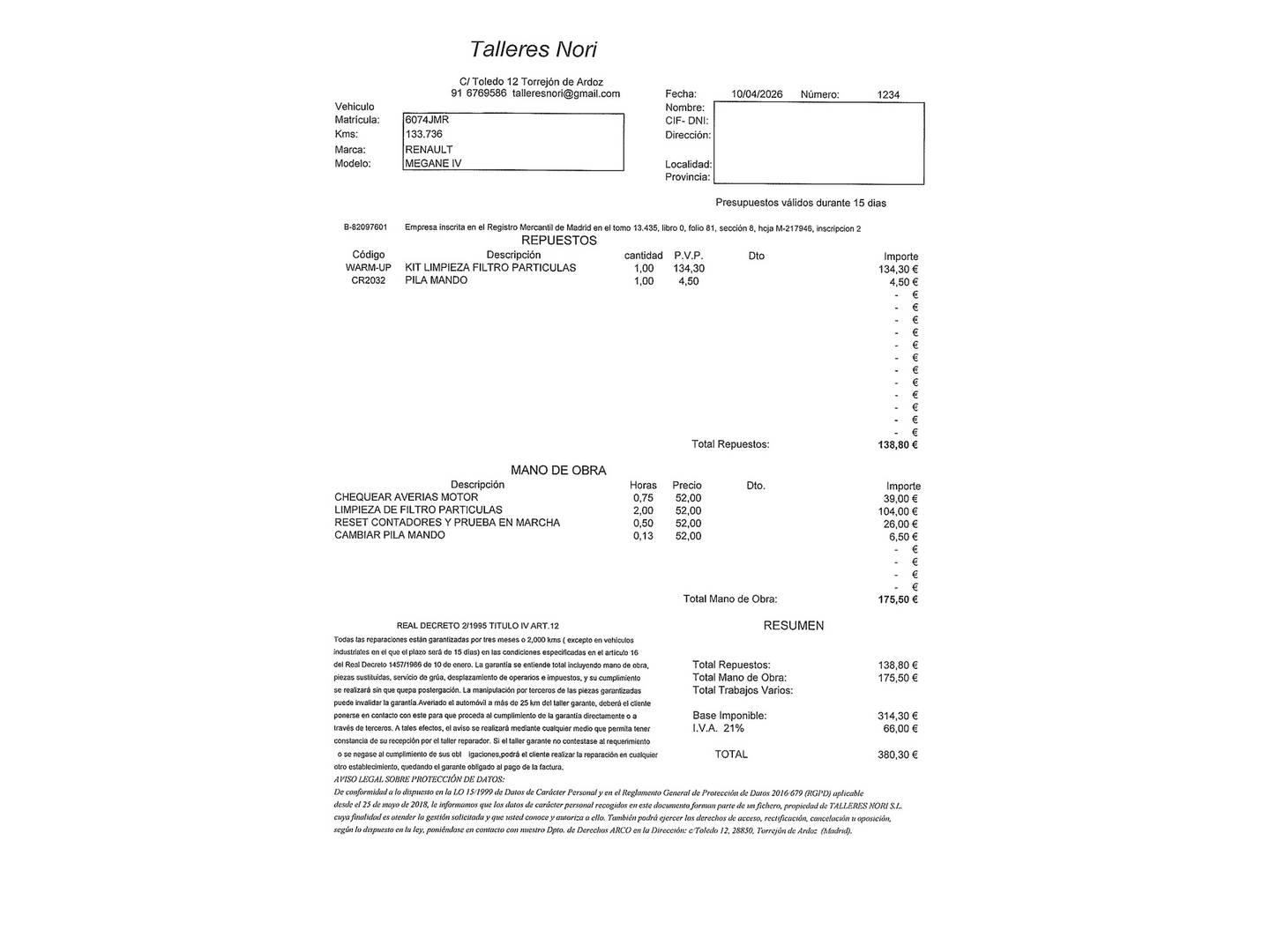 Foto del mantenimiento del Renault Megane Renault Megane GT Line Energy dCi (130 CV)