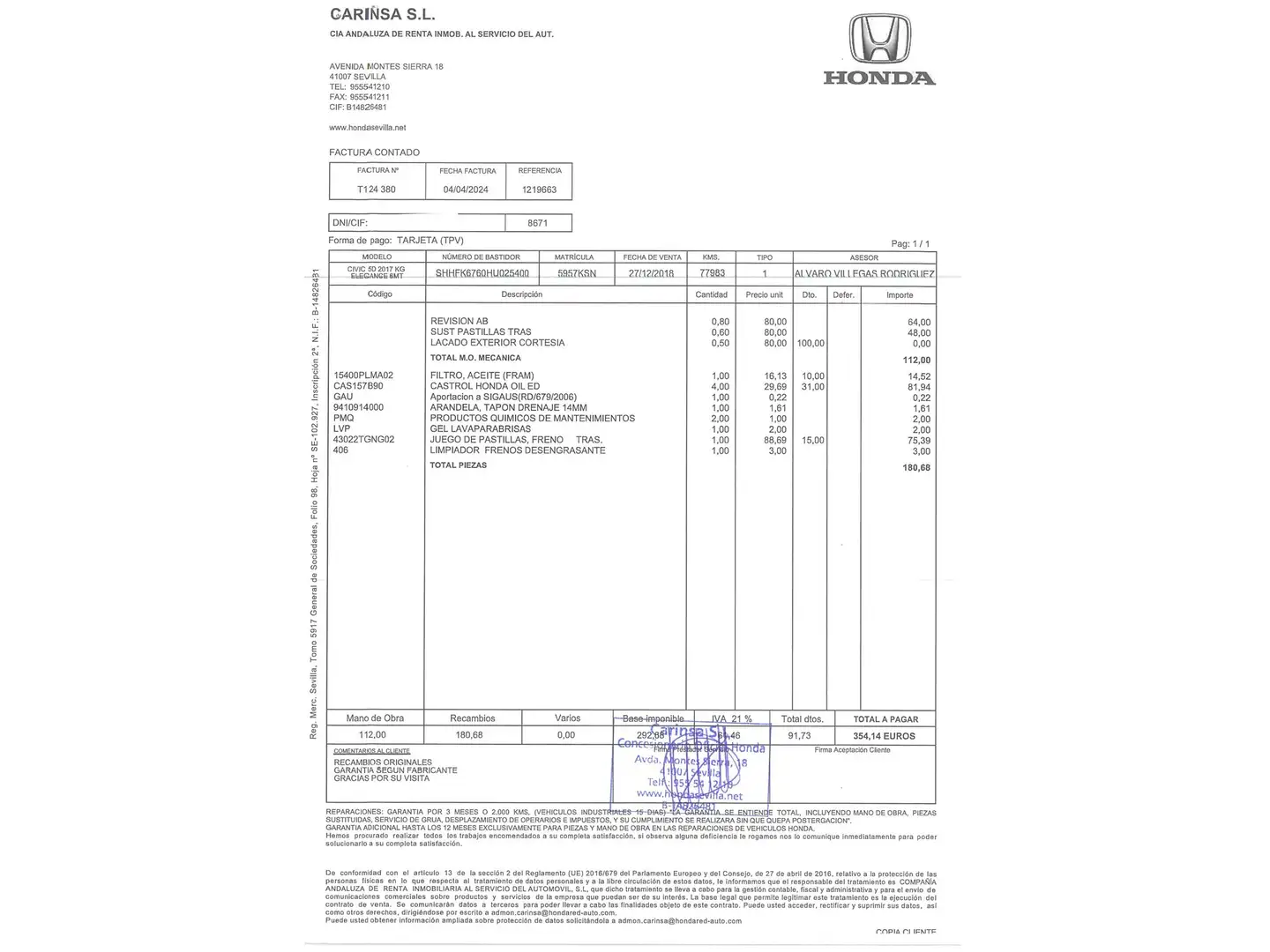 Foto Honda Civic Honda Civic 1.0 I-VTEC TURBO Elegance (129 CV)