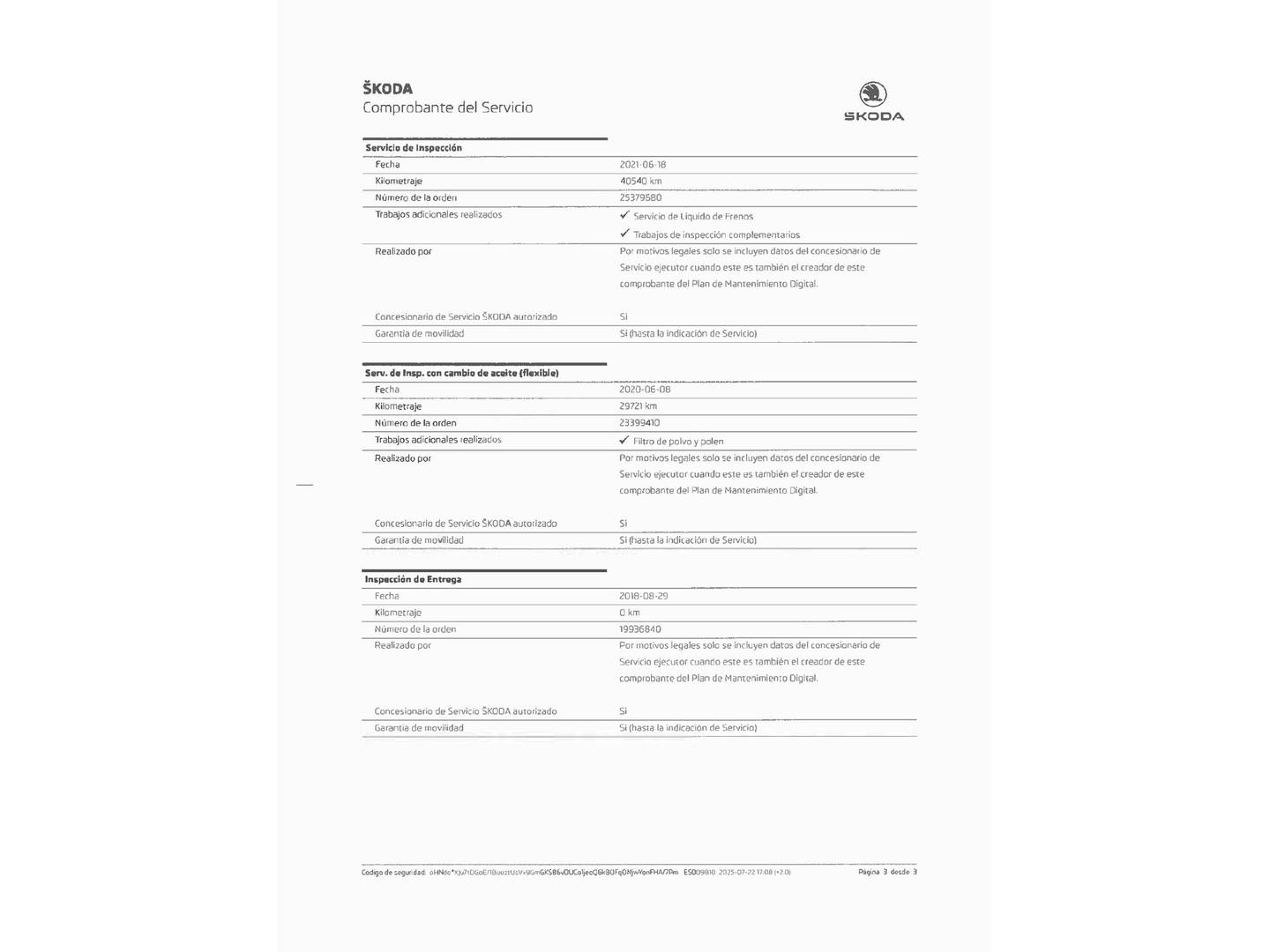 Foto del mantenimiento del Skoda Kodiaq Skoda Kodiaq 2.0 TDI Ambition 4x2 DSG (150 CV) 7 Plazas