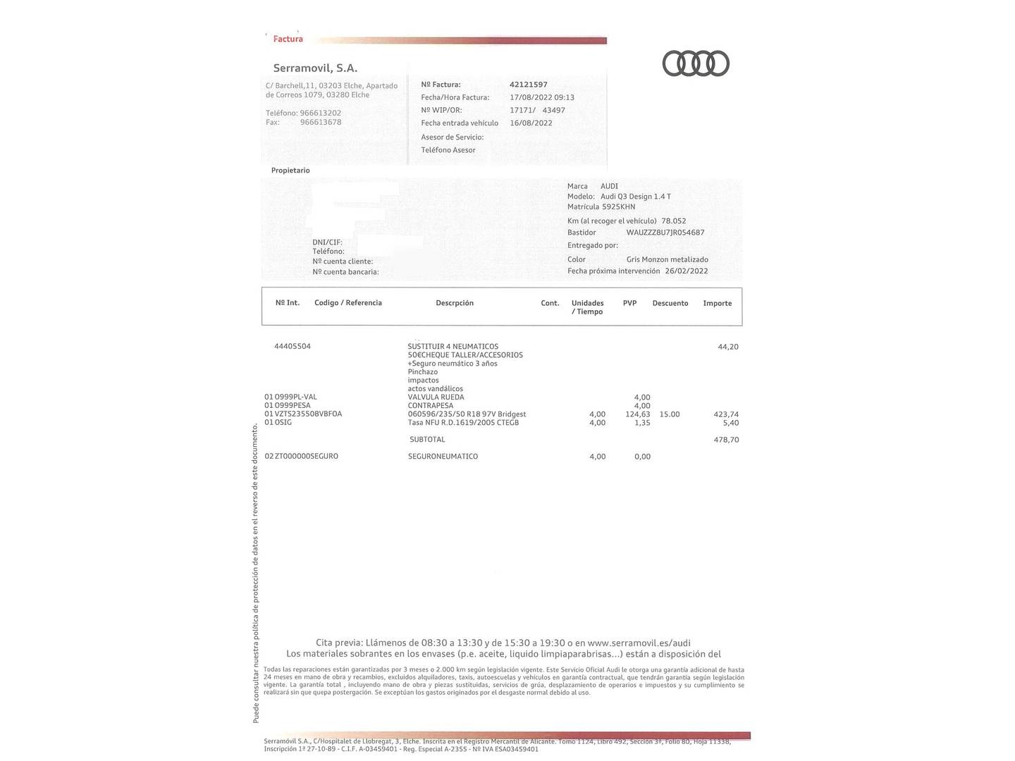 Foto del mantenimiento del Audi Q3 Audi Q3 design edition 1.4 TFSI ultra CoD (150 CV)