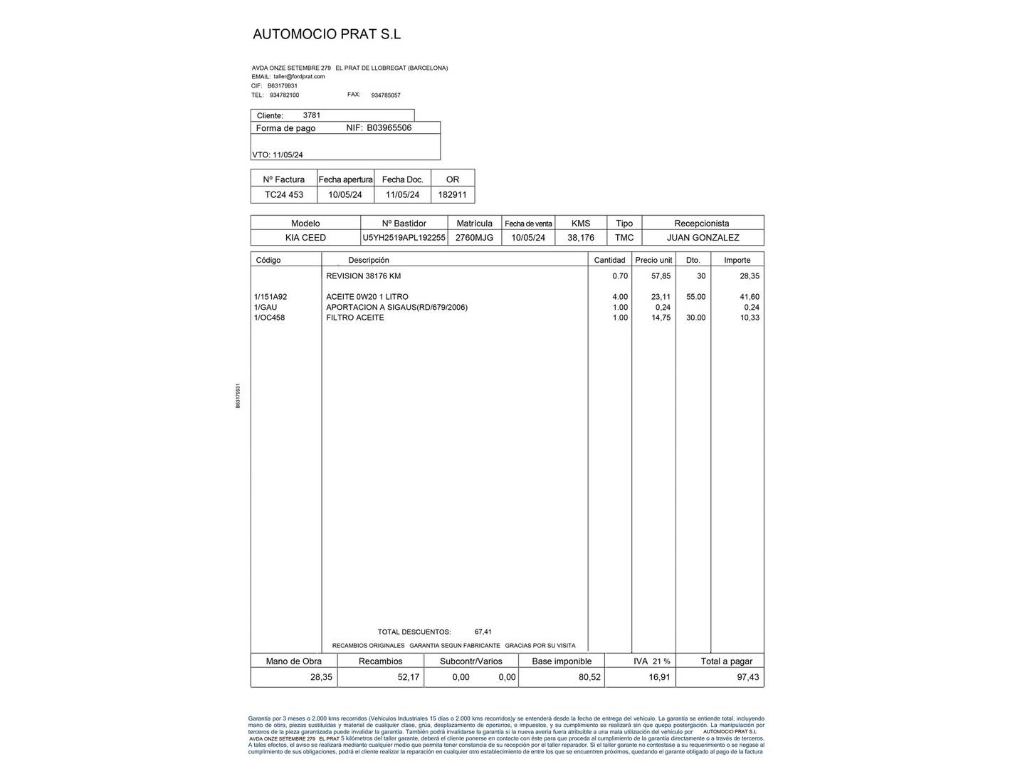 Foto del mantenimiento del KIA Ceed KIA Ceed 1.6 MHEV iMT Drive (136 CV)
