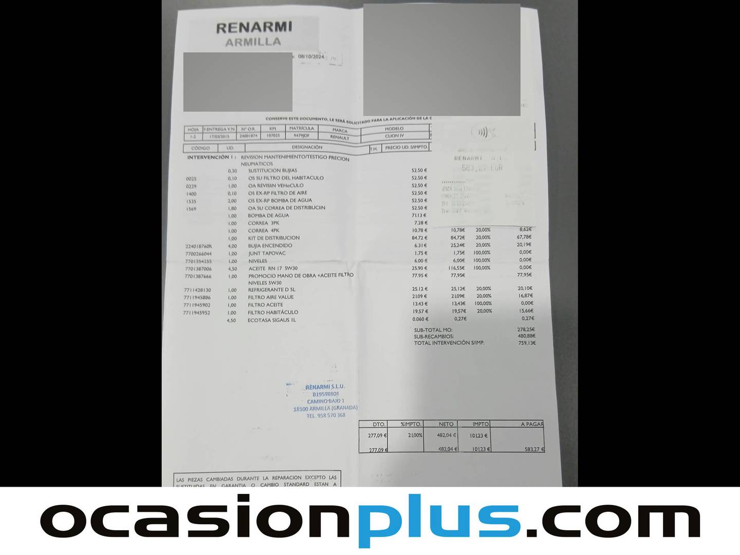 Foto del mantenimiento del Renault Clio Renault Clio 1.2 16v Authentique (75 CV)
