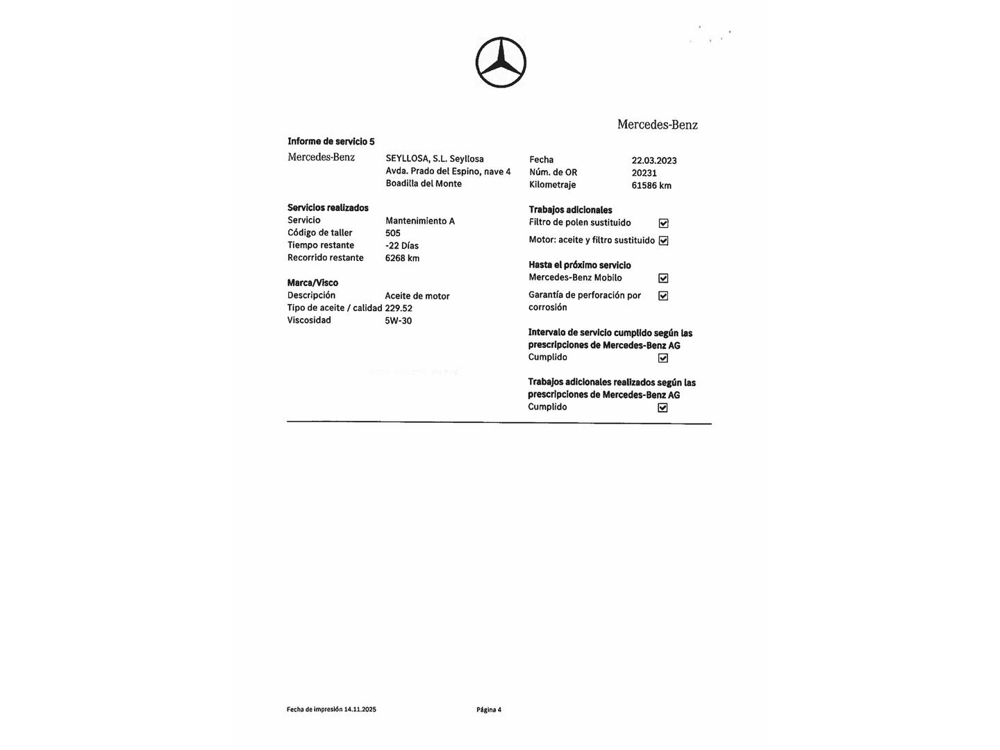 Foto del mantenimiento del Mercedes Clase E Mercedes Clase E E 220 d Estate (194 CV)